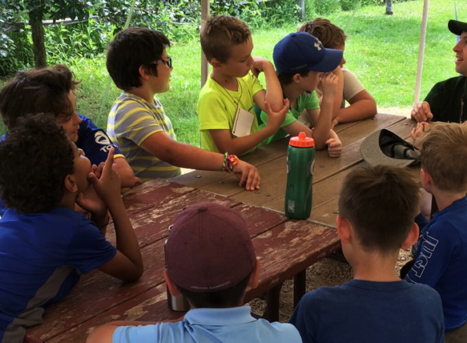 Educator talking to a group of kids before doing a Science Experiments for Kids