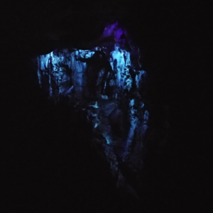 Formations fluorescing under a blacklight