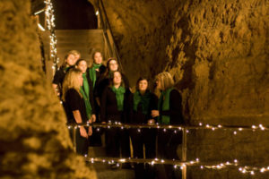 Greentones caroling in the Cave of the Mounds