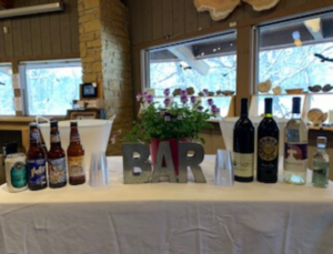 Full display of the bar in the Visitor Center for events with beer and wine