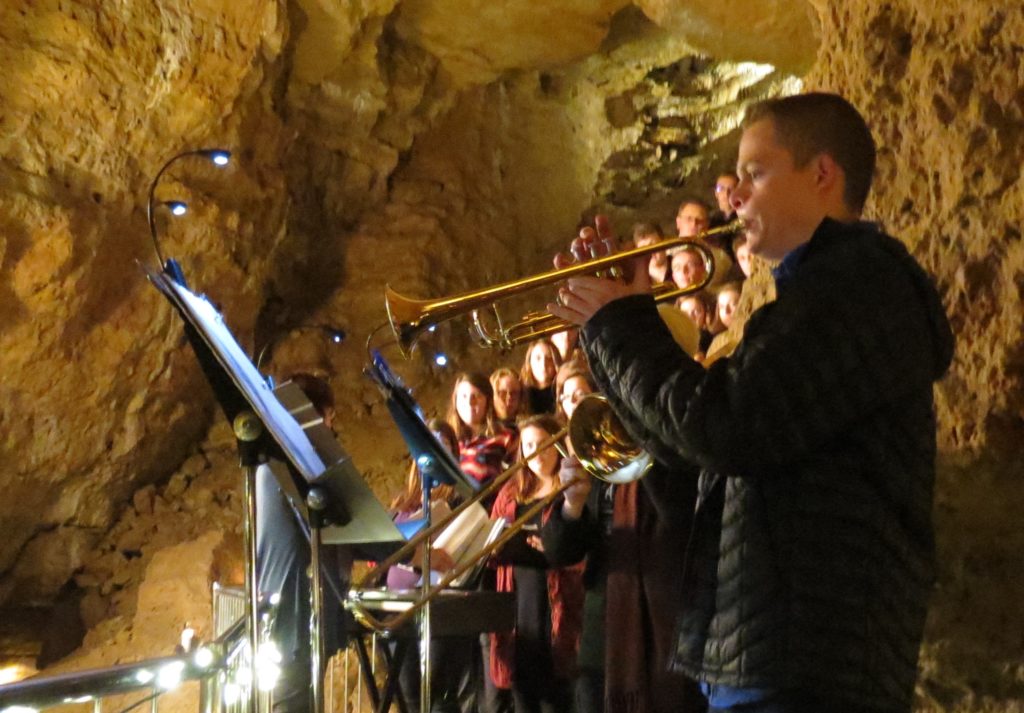 High School Kids have concert in Cave of the Mounds unique place to visit in Wisconsin