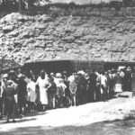 Visitors in the 1940s lining up in front of our building