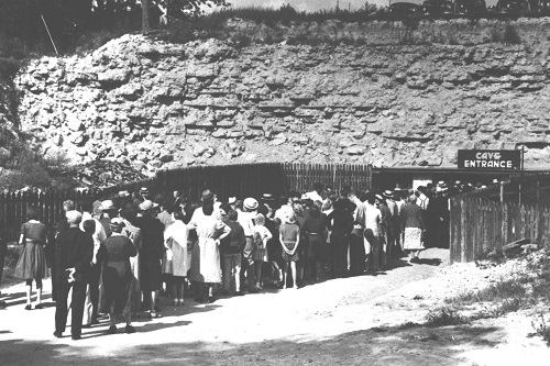 Visitors in the 1940s lining up in front of our building