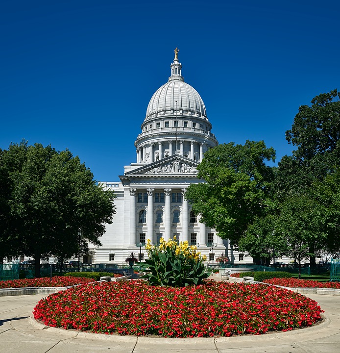 Madison State Capitol low angle - Unique Places to visit in Wisconsin