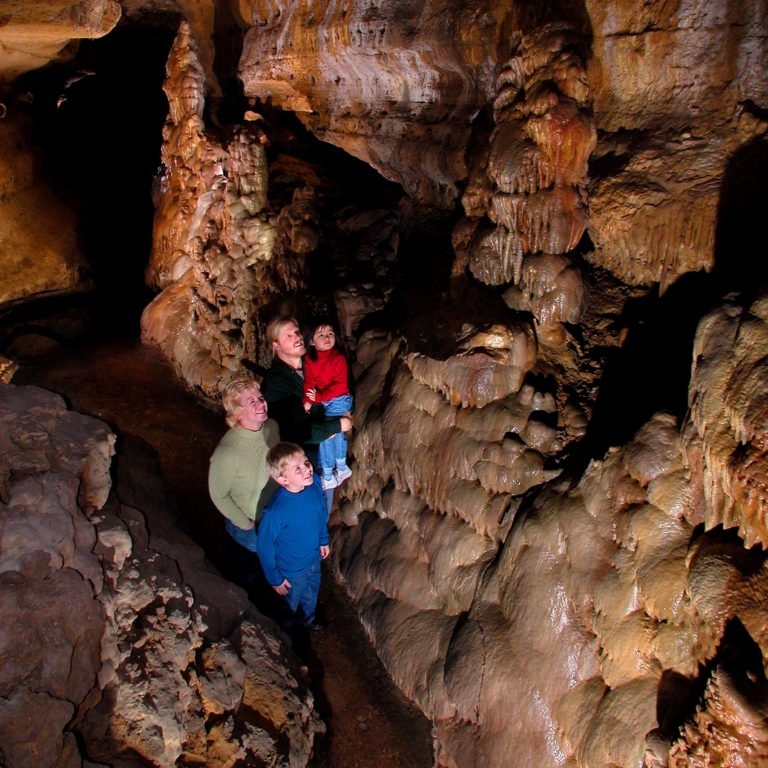 Photo of family in the cave.