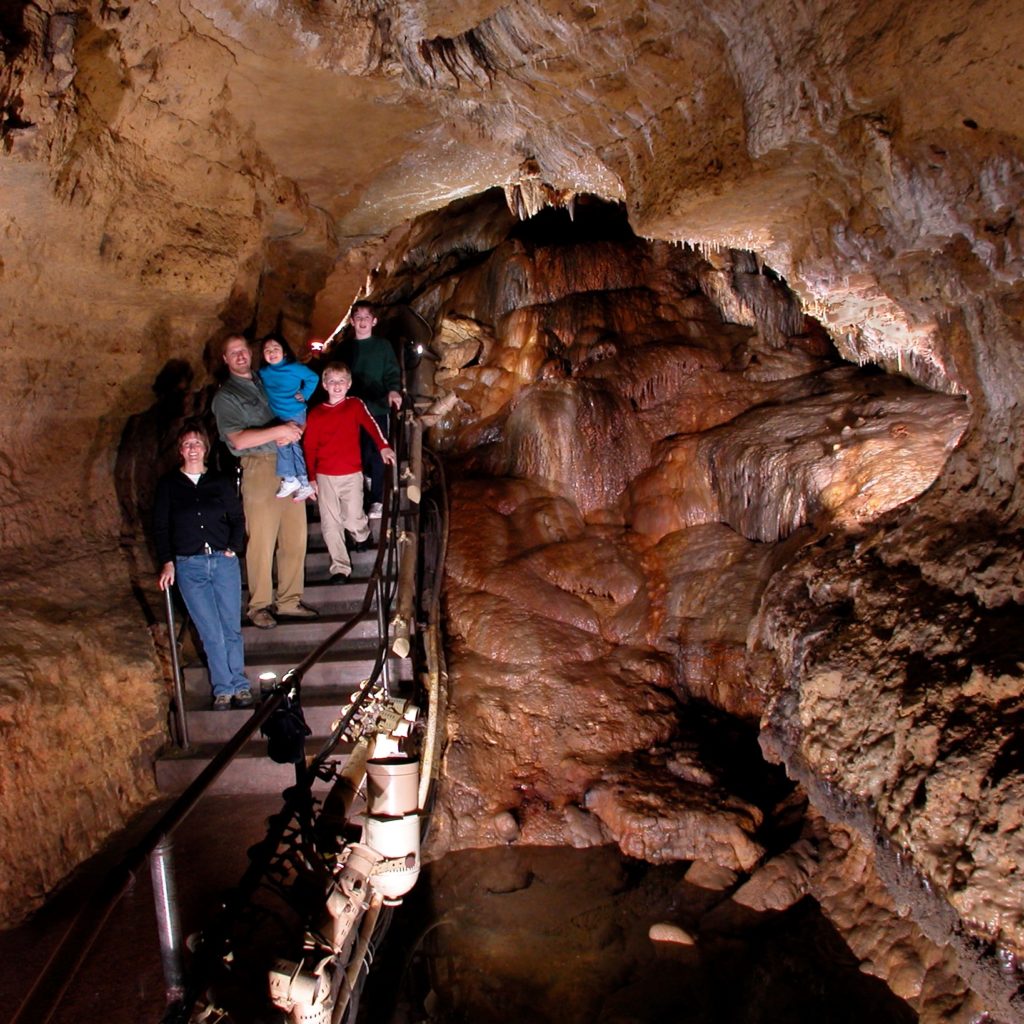 Photo of family walking in the cave.
