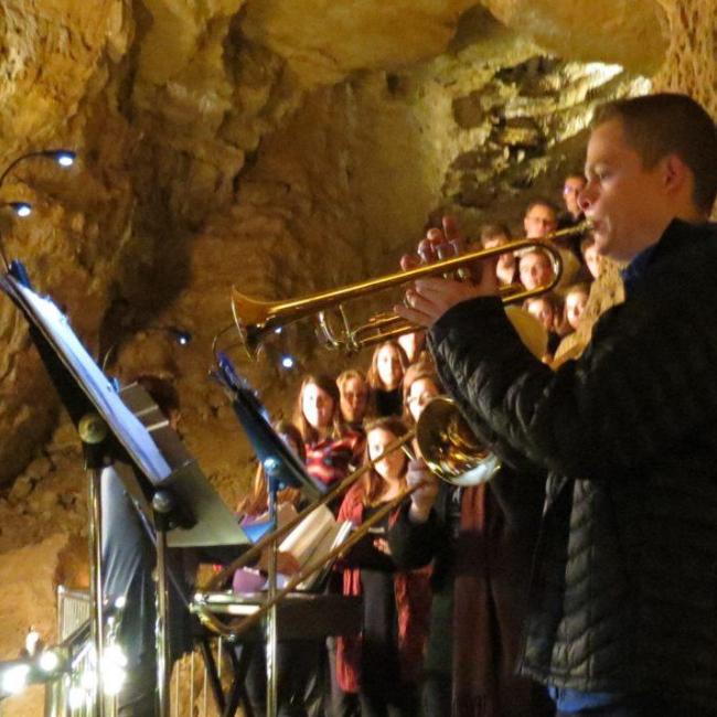 Photo of Band playing in the cave at events in Wisconsin