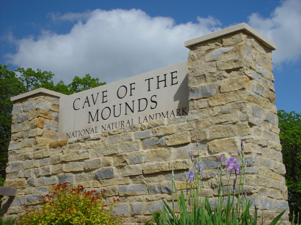 Photo of our Cave of the Mounds Entrance Sign Angled