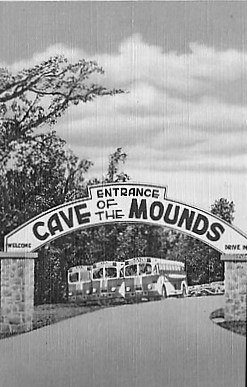 Vintage Photo of the Cave of the Mounds Parking Lot in the 1940s with school buses.