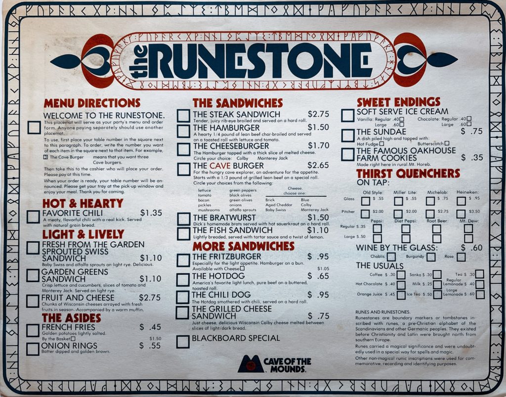 Runestone menu