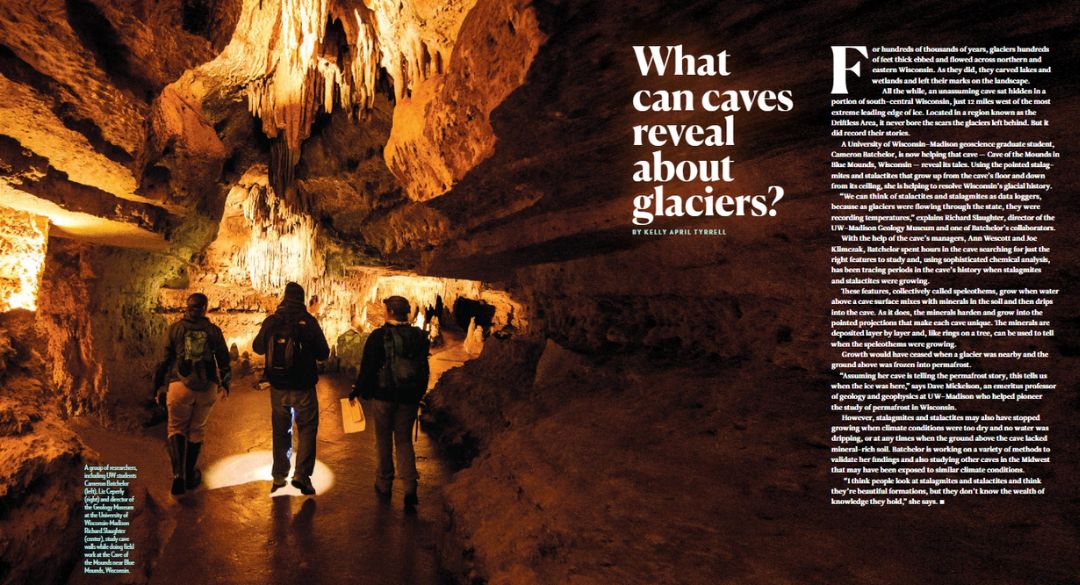 Article featuring Dr. Cameron in the Cave of the Mounds