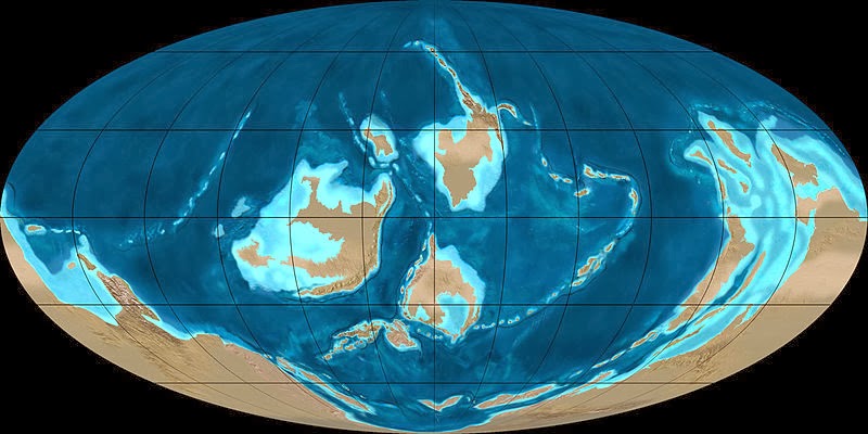 A map of Earth during the Ordovician Period. 