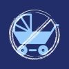 Image of stroller with a circle slash across it.