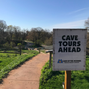 Cave Tours Ahead sign