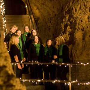 Greentones caroling in the Cave of the Mounds
