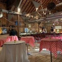 Event setup in barn at Cave of the Mounds
