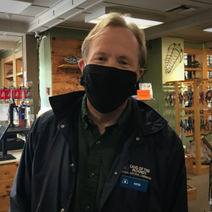 Photo of one of our guides wearing a mask