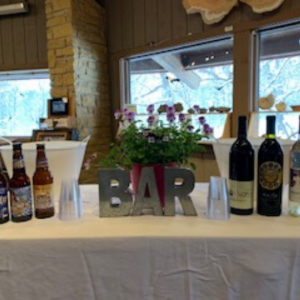 Full display of the bar in the Visitor Center for events with beer and wine unique place to visit in Wisconsin