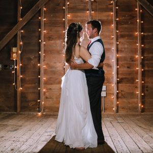 Wedding couple dancing in our barn
